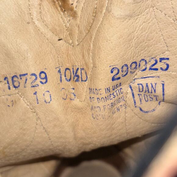 Vintage Dan Post Western Cowboy Boots 10.5 D Black Burgundy Leather Made in USA - Picture 6 of 8